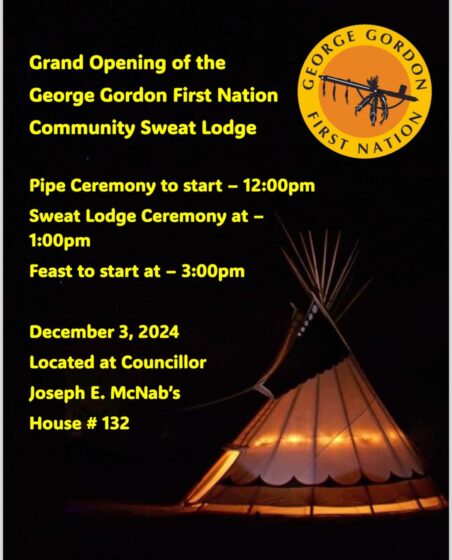 Grand Opening of Community Sweat Lodge – December 3